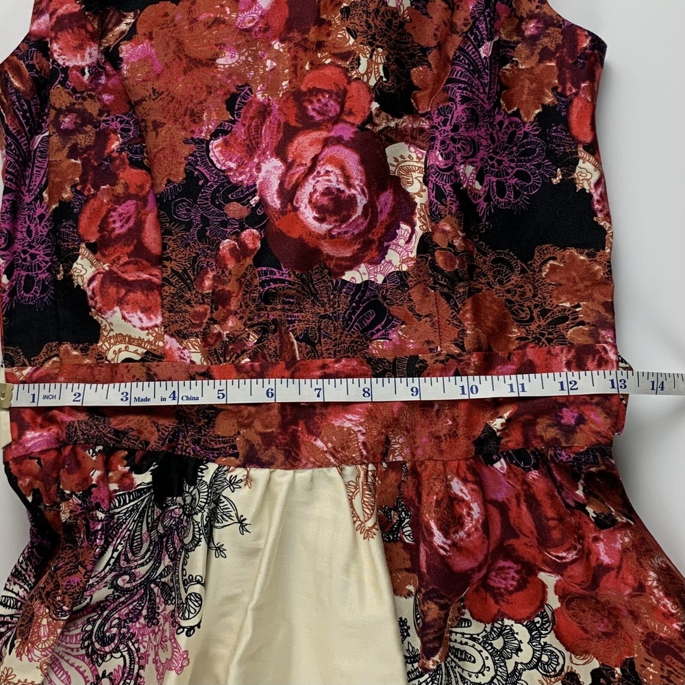Lady V London Vintage Floral Paisley Tea Dress Red Ivory UK 8 , US 4 NWT - Picture 9 of 11